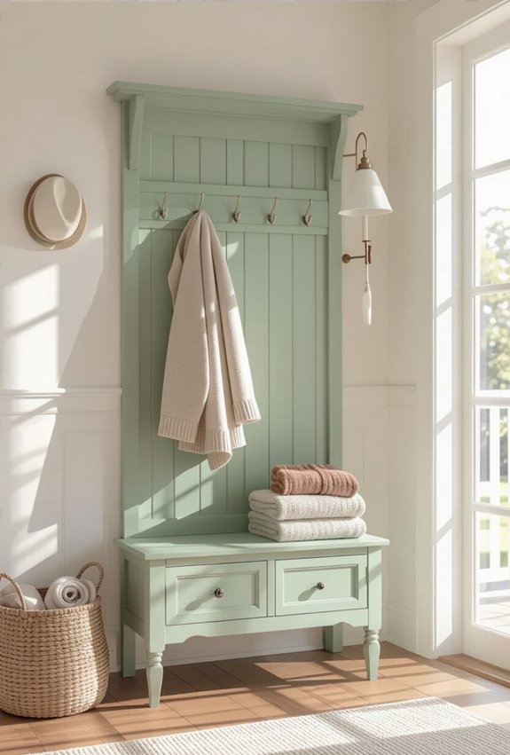 chalk painted personalized entryway organizer