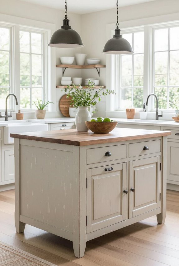 chalk painted rustic kitchen island
