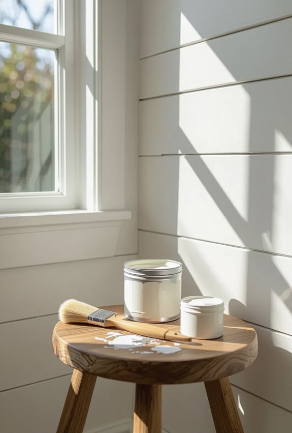 chalk painted shiplap with wax