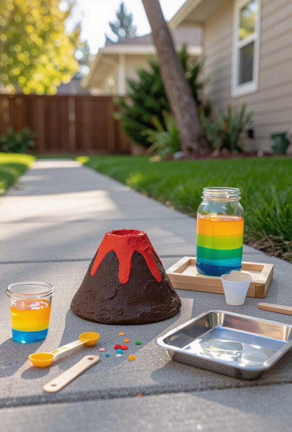 chalk volcanoes and density jars