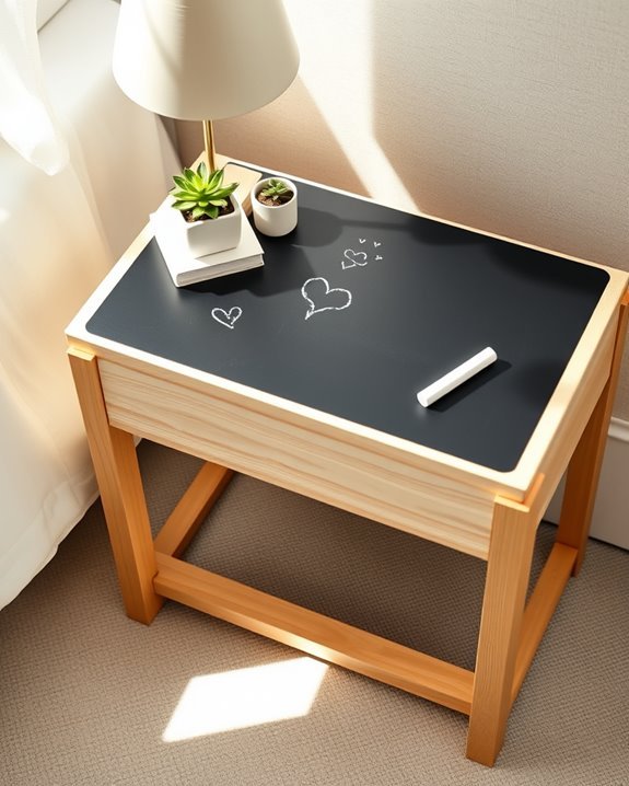 chalkboard bedside table upgrade