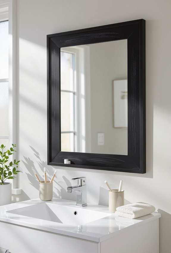chalkboard framed bathroom mirror reminders