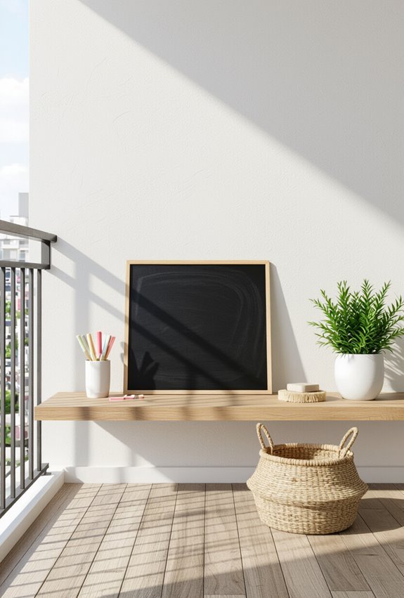 chalkboard painted creative balcony wall