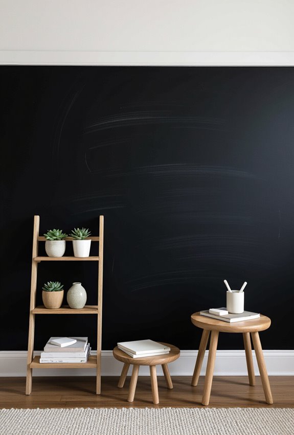chalkboard painted functional accent wall