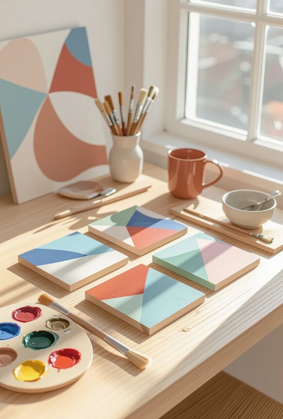 chalkboard stenciled wooden squares