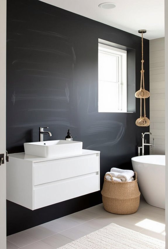 chalkboard writable bathroom wall