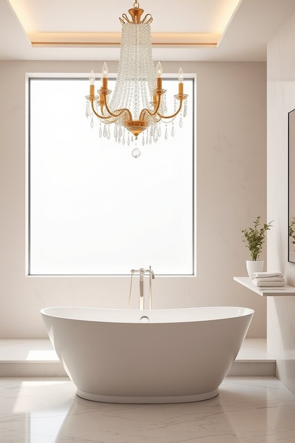 chandelier enhances bathroom elegance