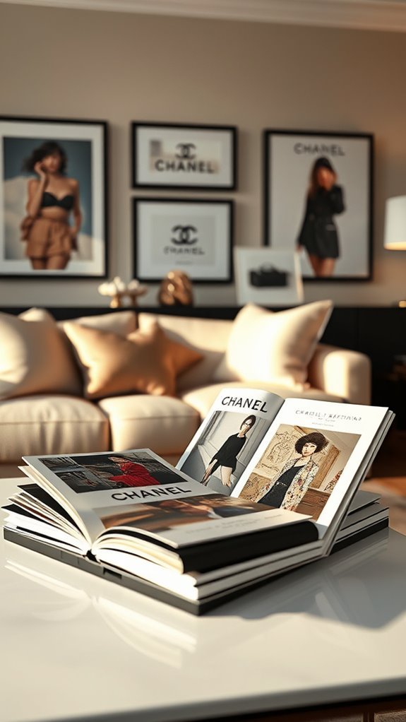 chanel lookbooks as decor