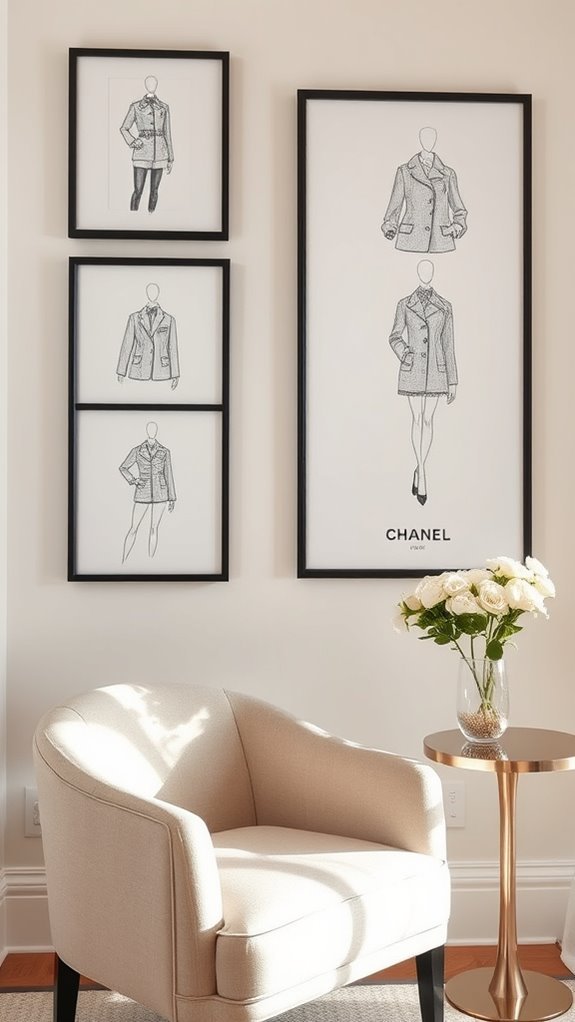 chanel sketches gallery wall