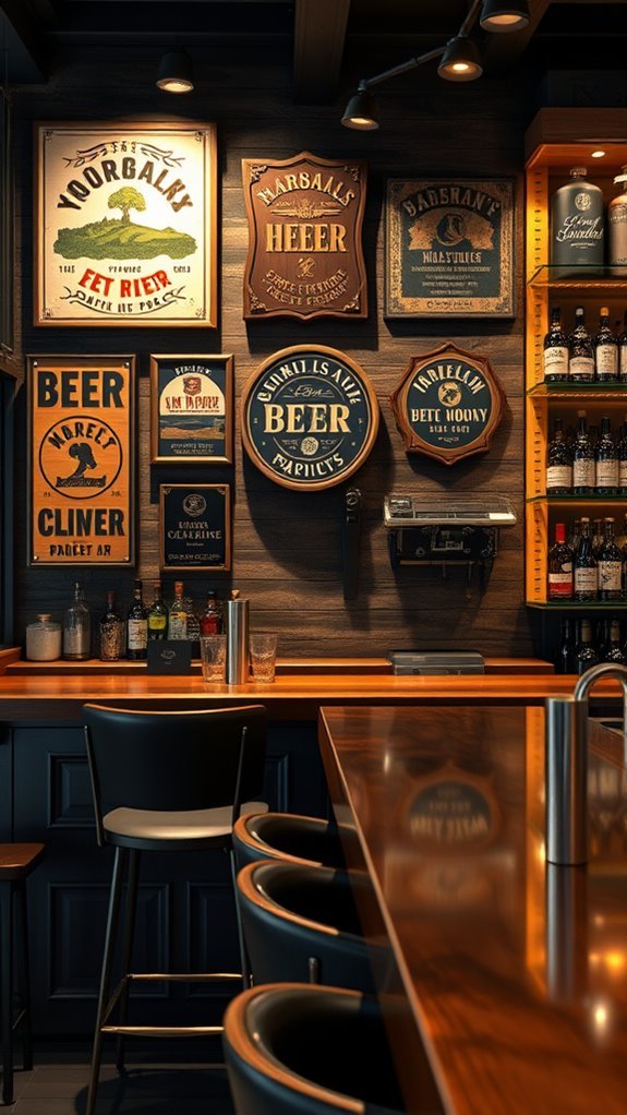 characterful bar decor signs