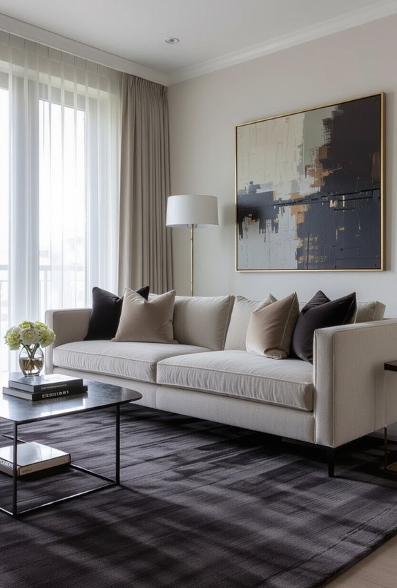 charcoal carpet velvet drapery chandelier
