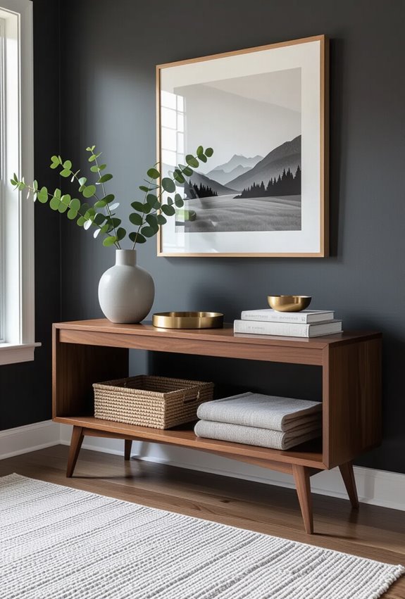 charcoal gray walnut midcentury
