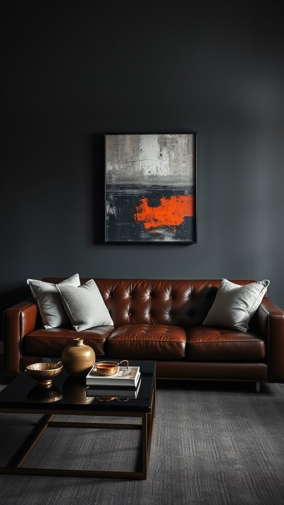 charcoal leather accent design