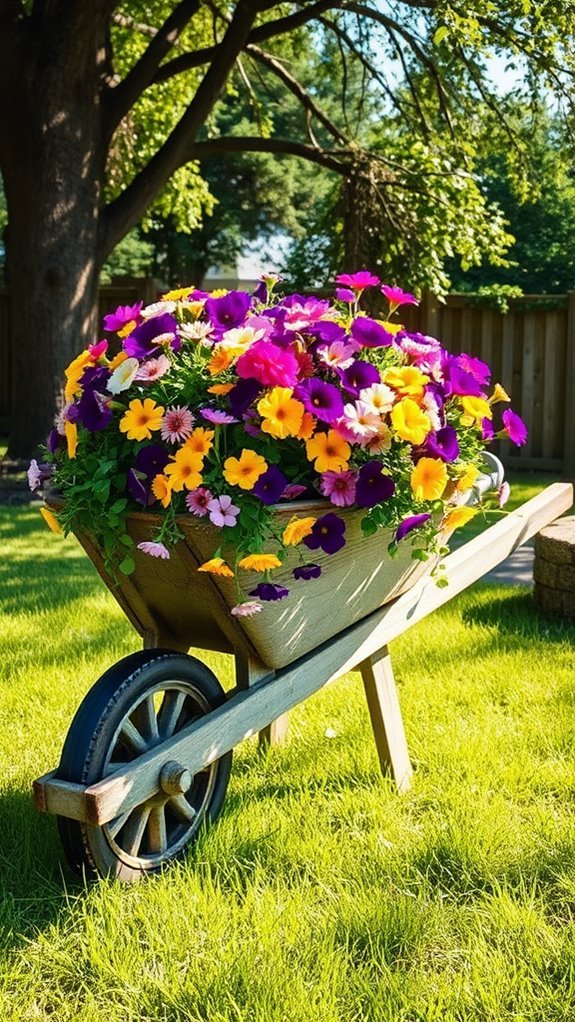 charming rustic wheelbarrow planters