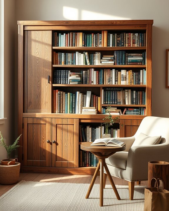 charming rustic wooden bookcase