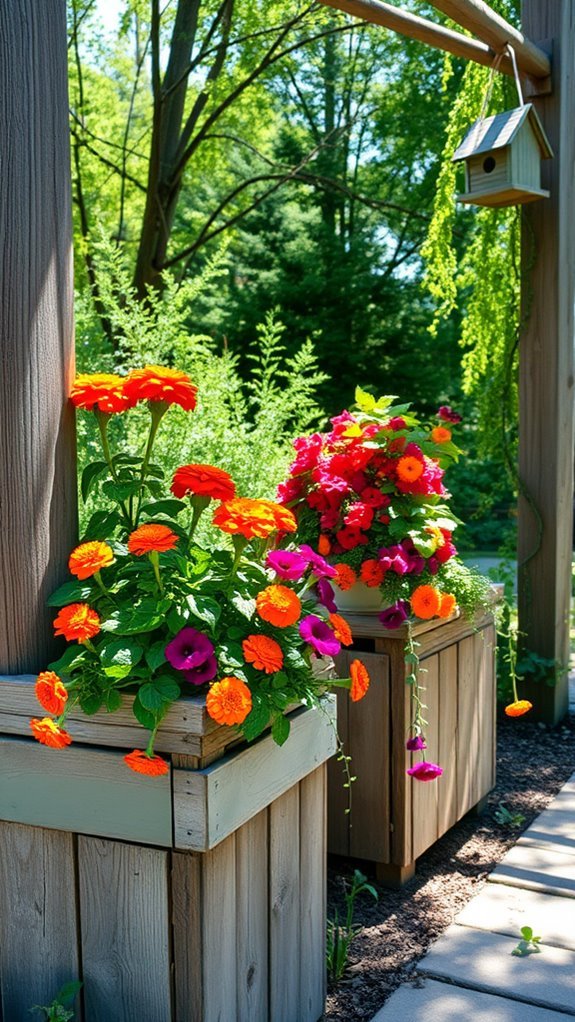 charming rustic wooden planters