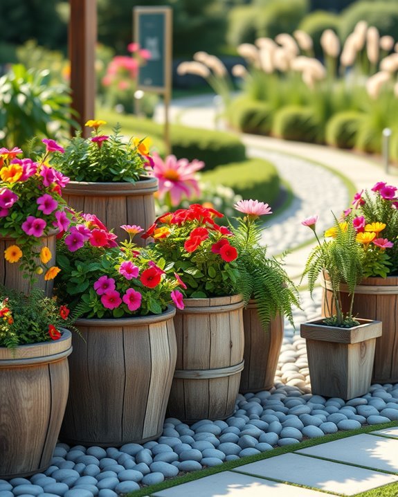 charming rustic wooden planters