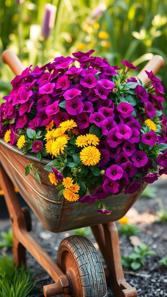 charming wheelbarrow planter displays