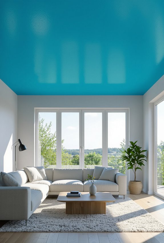 cheerful sky blue ceiling accents
