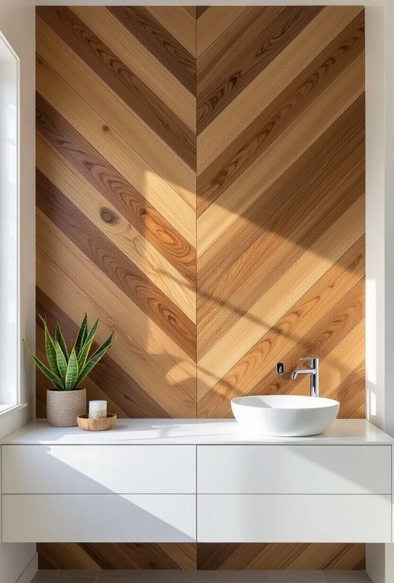 chevron wood creates layered warmth