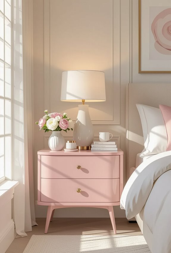 chic accessories elevate pink nightstands