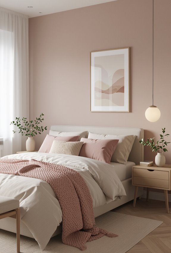 chic airy pink bedroom
