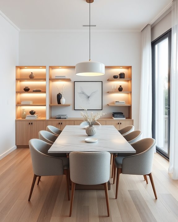 chic backlit shelving design