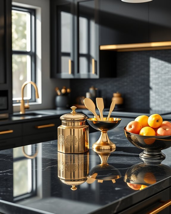 chic black and gold accessories