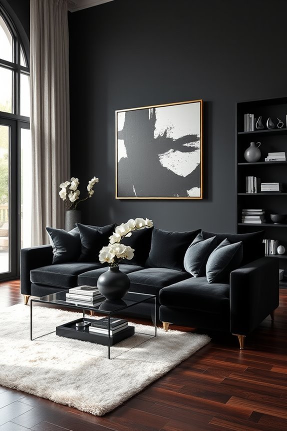 chic black artwork displays