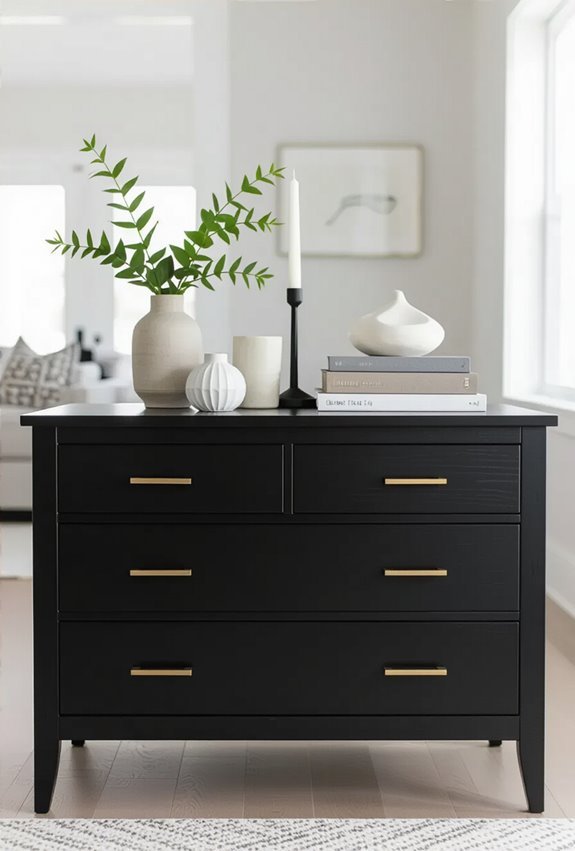 chic black dressers organized