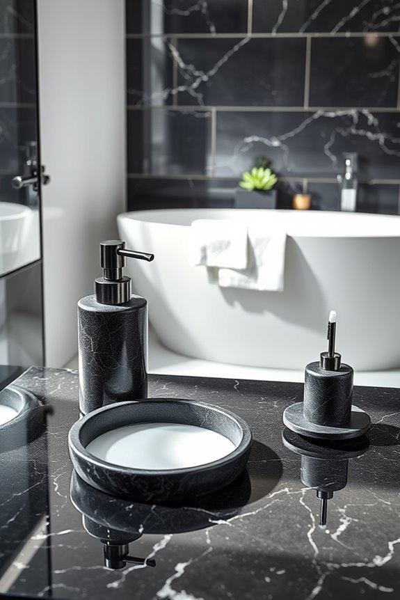 chic black granite accessories