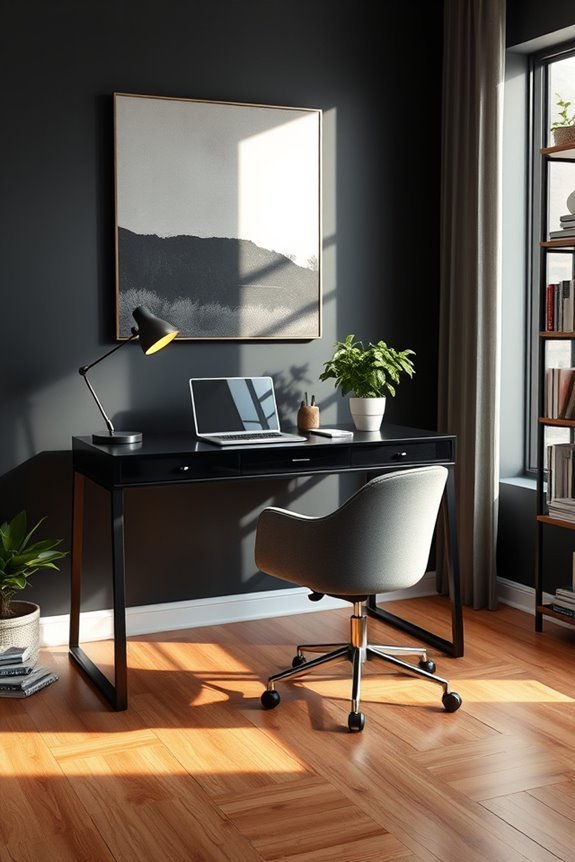 chic black wall office