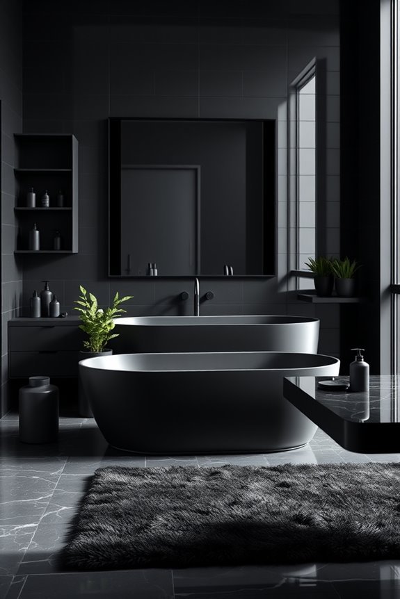 chic black washroom accessories