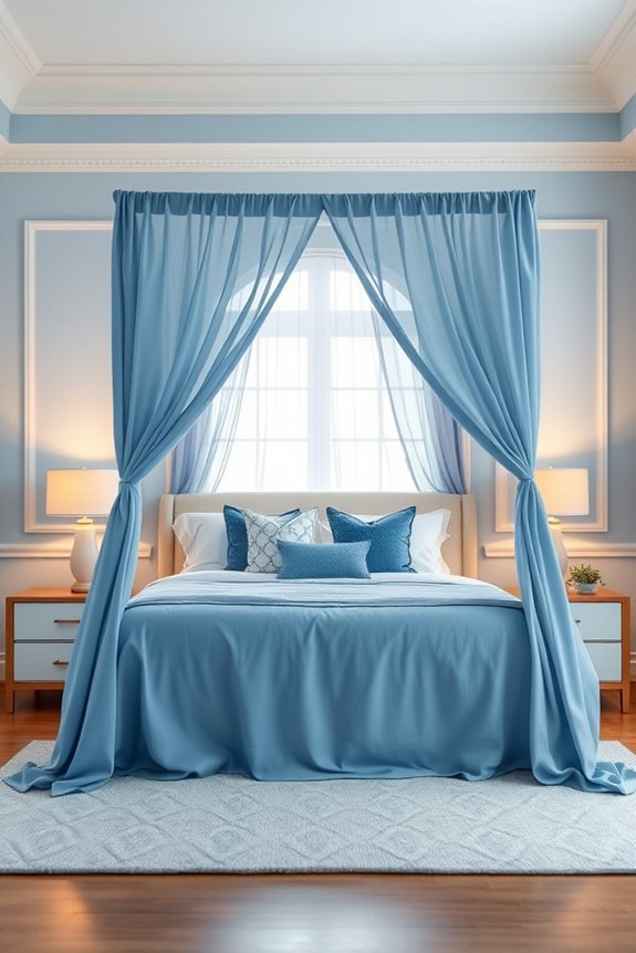 chic blue canopy bed