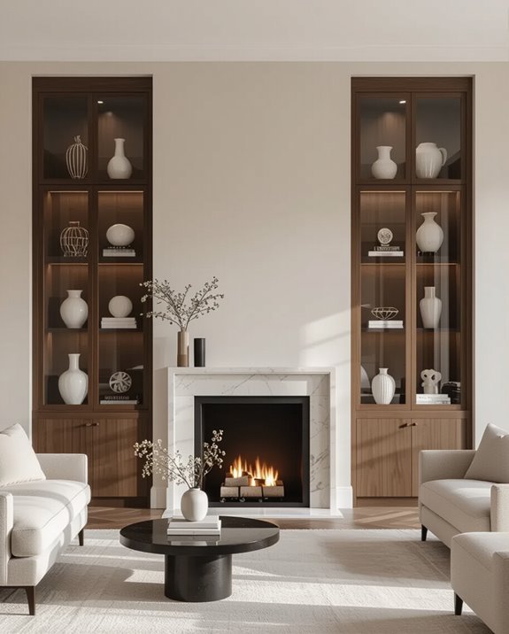 chic glass front cabinet displays