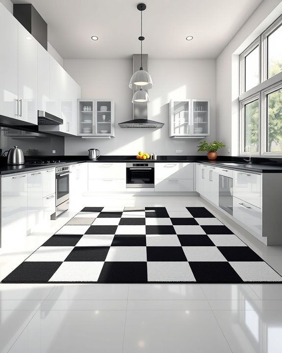 chic patterned kitchen rugs