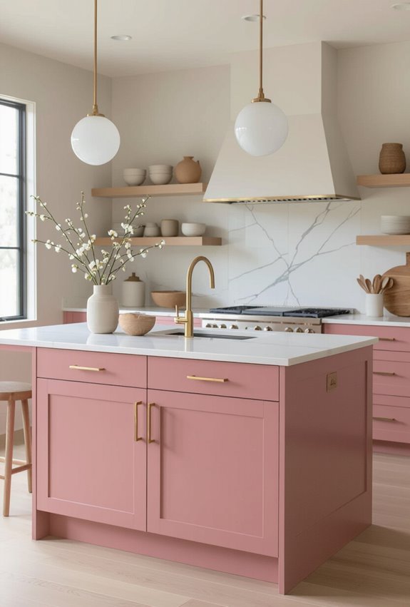 chic pink kitchen centerpiece