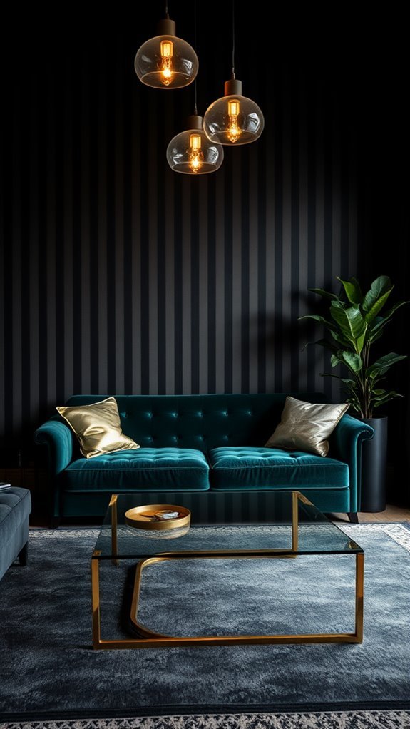 chic striped black wallpaper