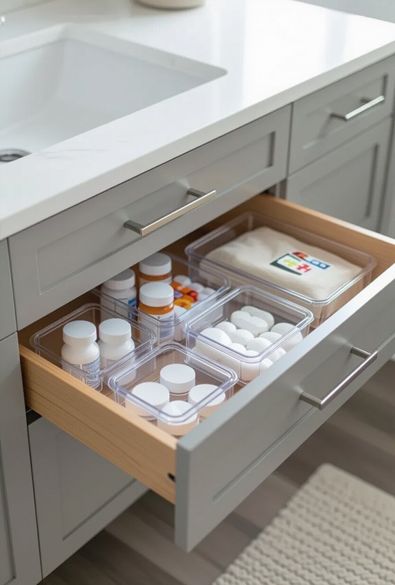 childproof lidded medication drawer
