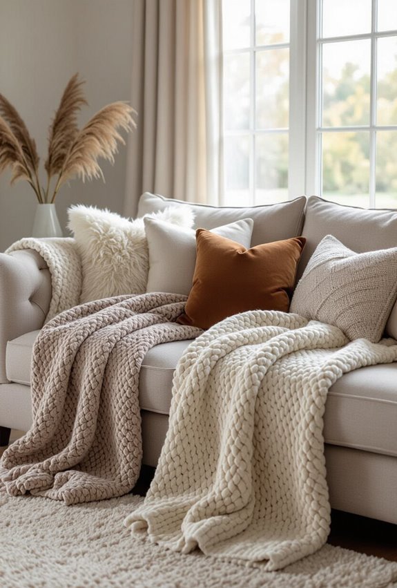 chunky knit and heirloom textured accents