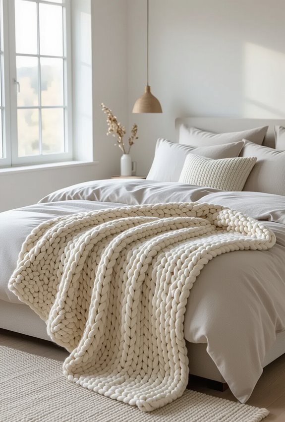chunky knit layered bedding