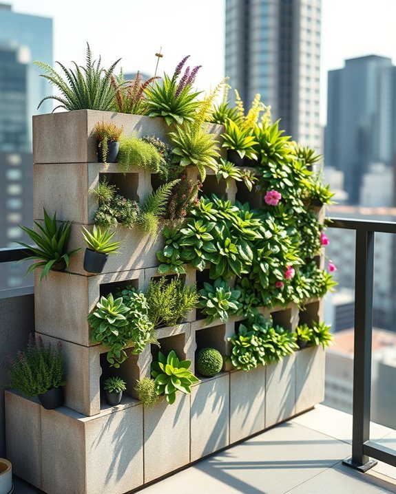 cinder block vertical garden