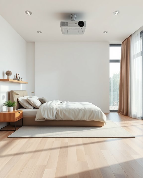 cinematic ceiling projector setup