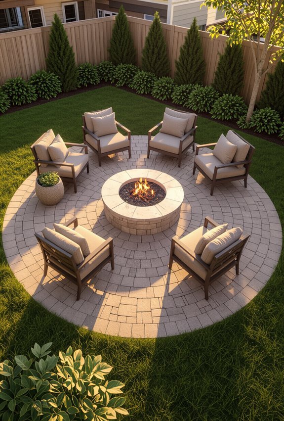 circular fire pit stargazing nook