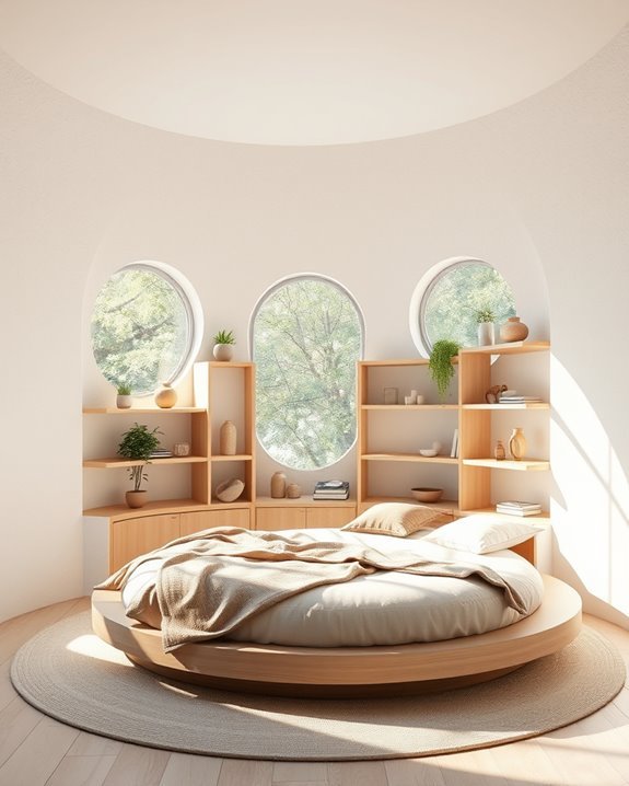 circular shelving for bedrooms