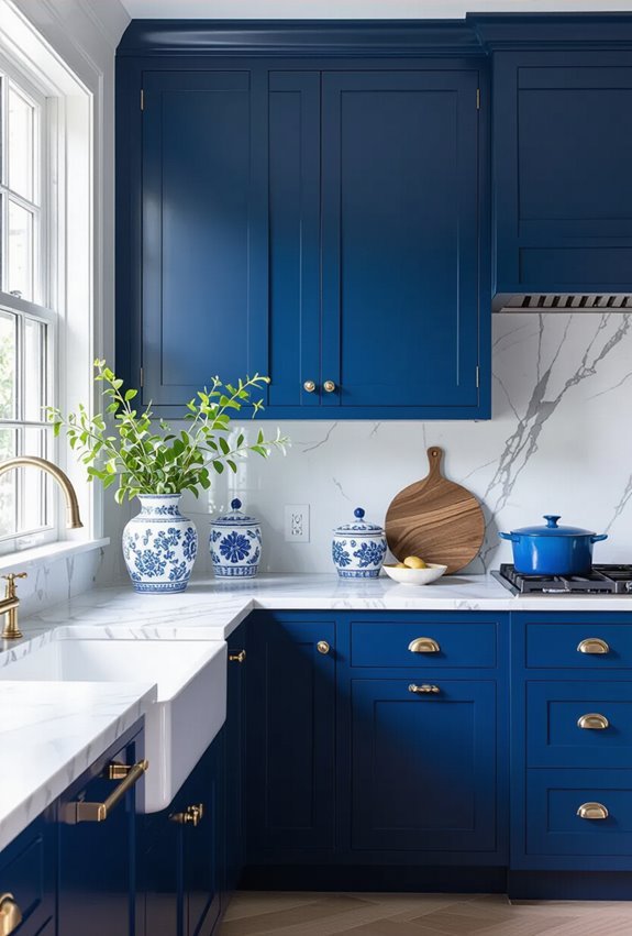 classic blue and white cabinets