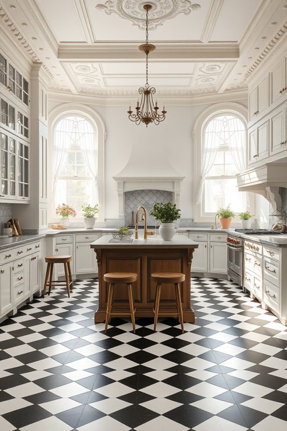 classic checkerboard kitchen flooring