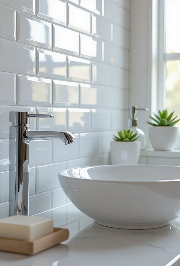 classic white subway tiles