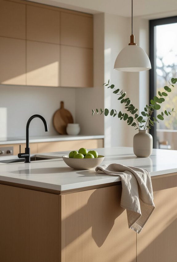 clean lined functional kitchen island