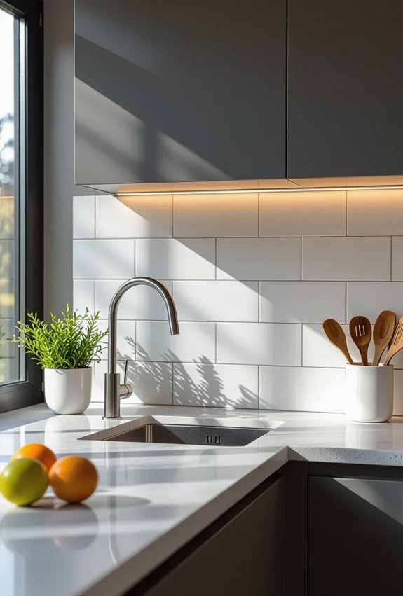 clean minimalist white backsplash